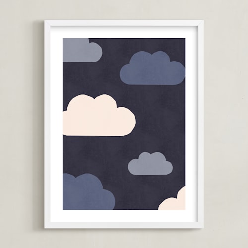 This is a blueberry kids wall art with standard by Iveta Angelova called paper clouds