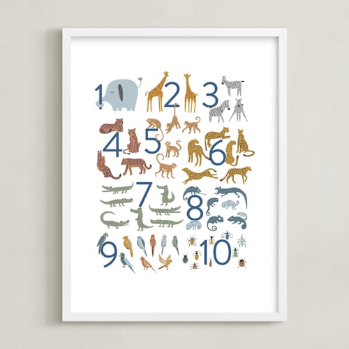 This is a cotton kids wall art by Teju Reval called wild numbers