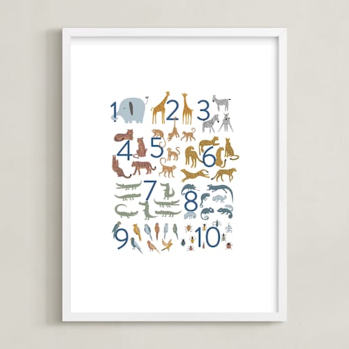 This is a cotton kids wall art by Teju Reval called wild numbers