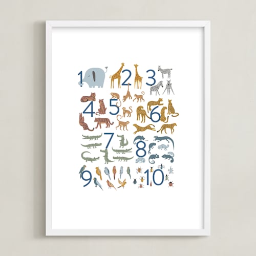 This is a cotton kids wall art with standard by Teju Reval called wild numbers