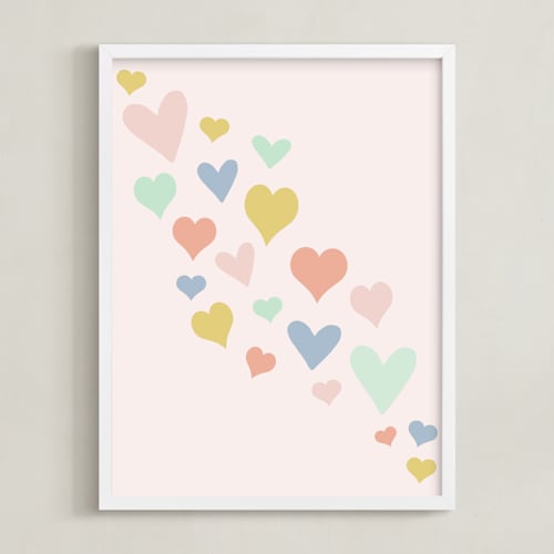 This is a charming pink kids wall art with standard by Kasia Labocki called wave of love