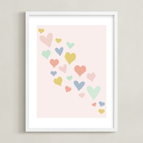 This is a charming pink kids wall art by Kasia Labocki called wave of love