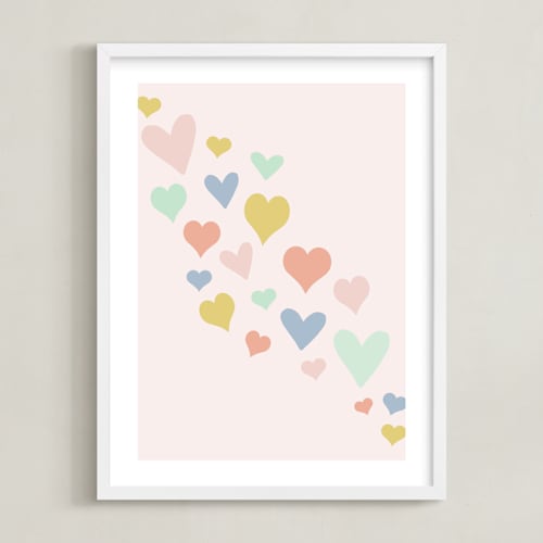 This is a charming pink kids wall art with standard by Kasia Labocki called wave of love