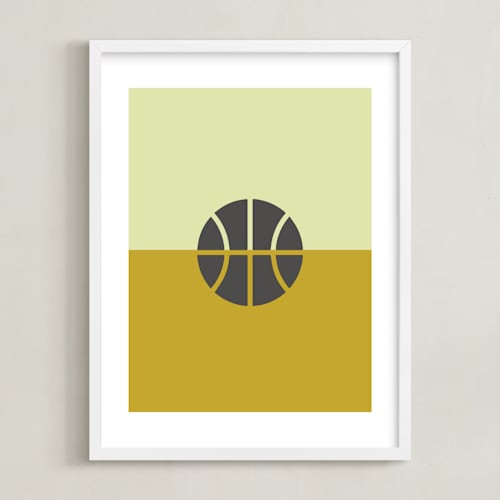This is a mustard kids wall art by pacifica project called 3 season sport | basketball