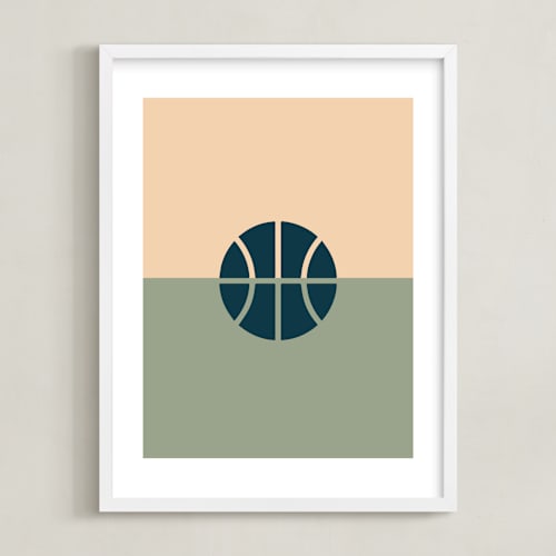 This is a navy kids wall art by pacifica project called 3 season sport | basketball