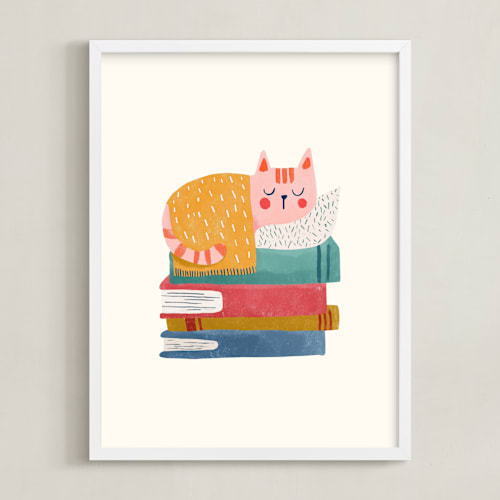 This is a cream kids wall art with standard by Blossom Hound Designs called booked for a nap