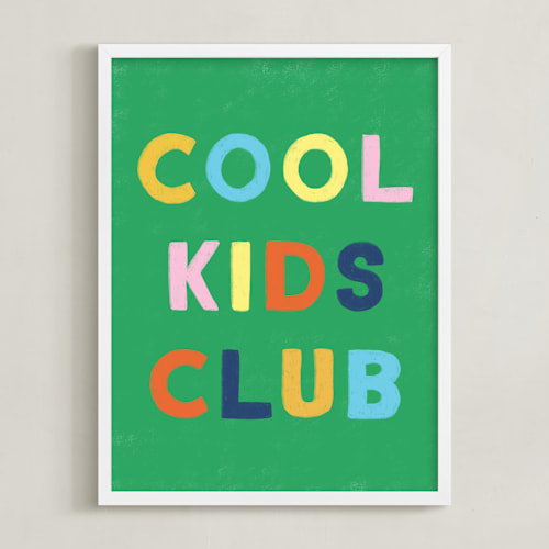 This is a grass green kids wall art with standard by Kiersten Garner called cool kids club