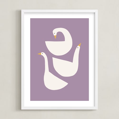 This is a lilac kids wall art by Betsy Siber called quack stack
