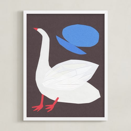 This is a feather white kids wall art by Elliot Stokes called goose