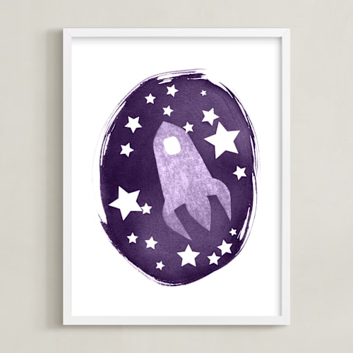 This is a purple magic kids wall art by raven erebus called to the stars and beyond