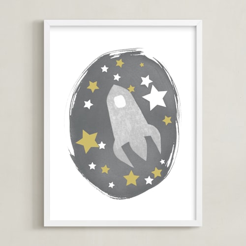 This is a celestial grey kids wall art by raven erebus called to the stars and beyond