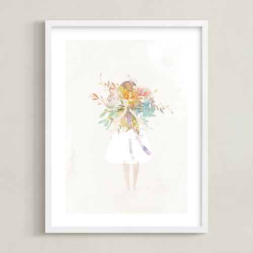 This is a ivory kids wall art by Lori Wemple called the flower girl