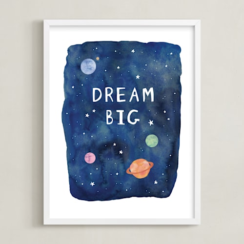 This is a navy kids wall art by Creo Study called galactic inspiration ii