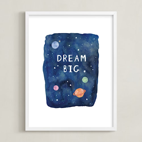 This is a navy kids wall art by Creo Study called galactic inspiration ii