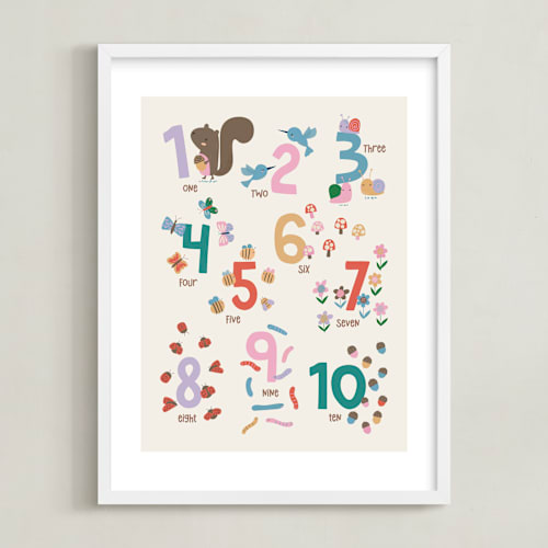 This is a soft garden kids wall art by Vera Lim called garden numbers