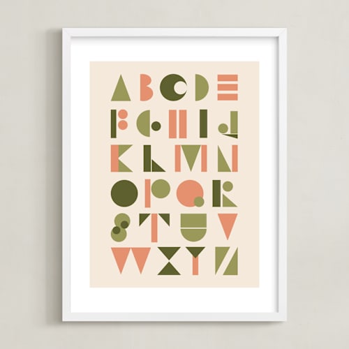 This is a olive kids wall art by Morgan Kendall called mod alphabet