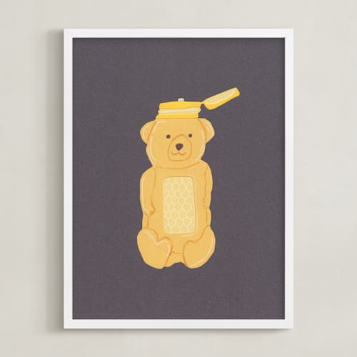 This is a kitchen counter black kids wall art by Elliot Stokes called honey bear