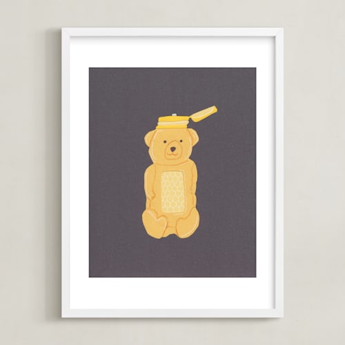 This is a kitchen counter black kids wall art by Elliot Stokes called honey bear
