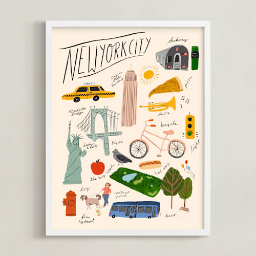 This is a manhattan cream kids wall art with standard by Sierra Lee called nyc