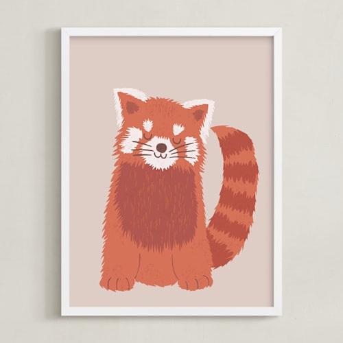 This is a tangerine kids wall art with standard by Jennifer Holbrook called sleepy red panda