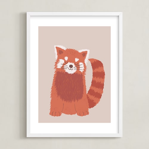 This is a tangerine kids wall art by Jennifer Holbrook called sleepy red panda