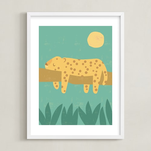 This is a jade kids wall art by Angela Thompson called jungle siesta