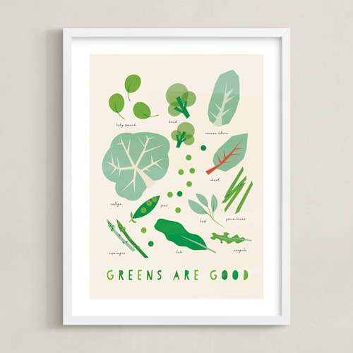 This is a creamed spinach kids wall art by Ani Somi called greens are good