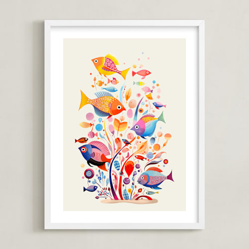This is a aqua kids wall art by Tatjana Koraksic called fishes