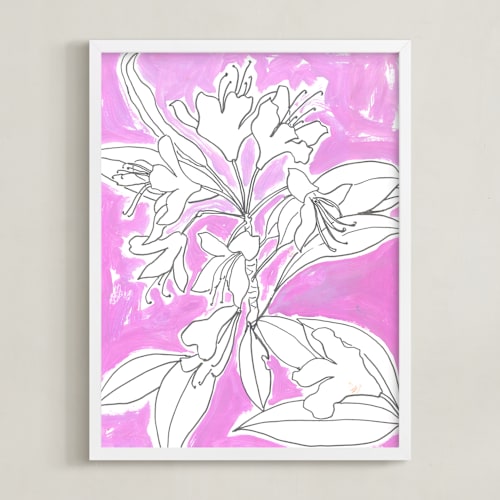 This is a violet pink azalea kids wall art by Lise Gulassa called lush botanical gallery ii