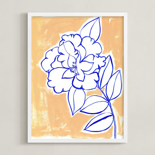 This is a peach kids wall art by Lise Gulassa called lush botanical gallery i