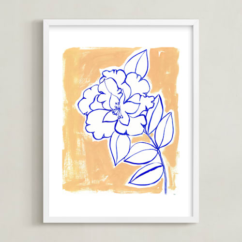 This is a peach kids wall art by Lise Gulassa called lush botanical gallery i