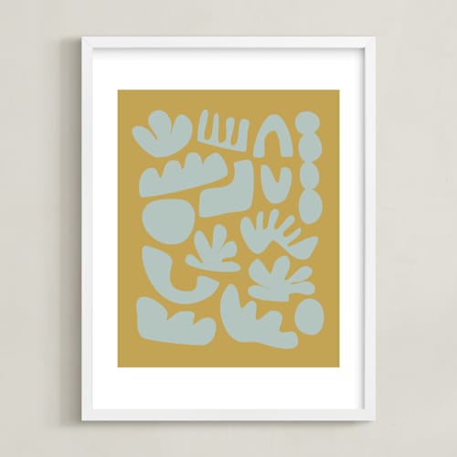 This is a goldenrod kids wall art by Beth Vassalo called simple play