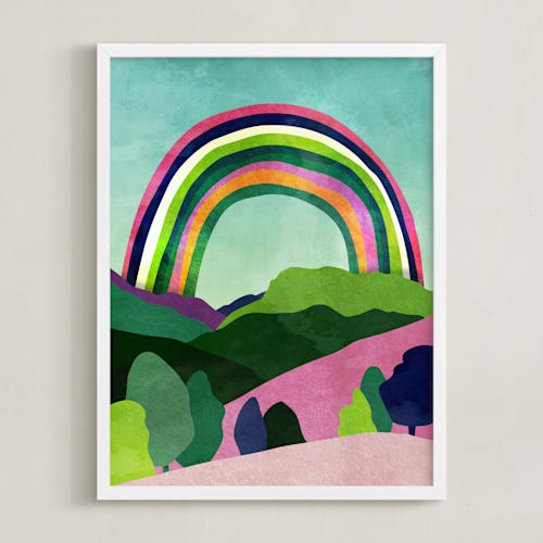 This is a emerald green kids wall art with standard by Mojca Dolinar called rainbow dreams