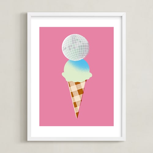This is a guava kids wall art by Baumbirdy called disco ice cream