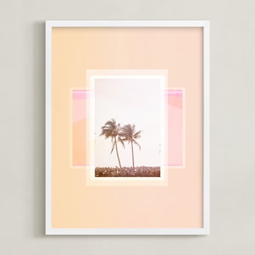 This is a peach kids wall art by Dawn Smith called sweet summer palms.