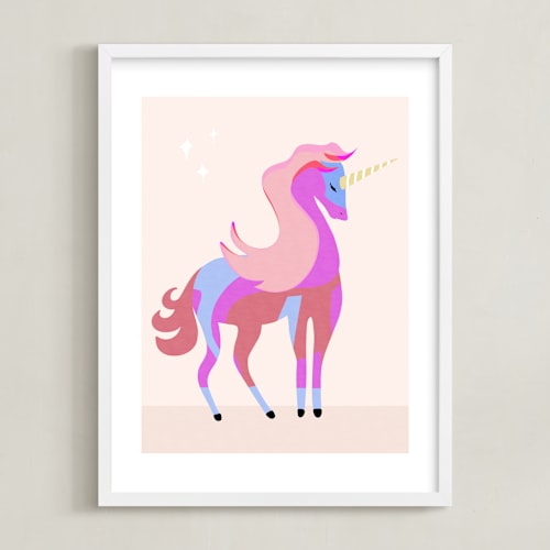 This is a cotton candy kids wall art by Maja Cunningham called unicorns are real