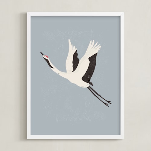This is a dusty blue kids wall art by Vera Lim called take flight