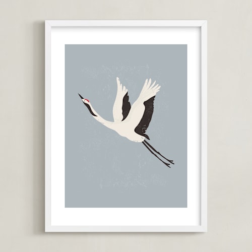 This is a dusty blue kids wall art by Vera Lim called take flight