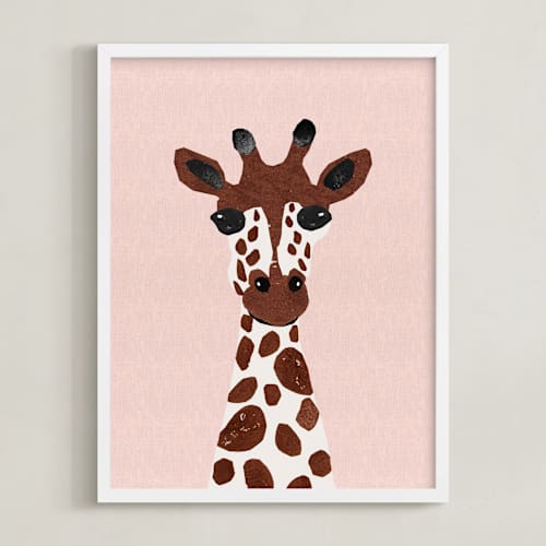 This is a savanna kids wall art by Maja Cunningham called look! giraffe!