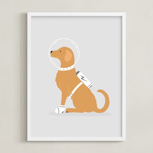 This is a moonscape kids wall art with standard by Ashley Presutti Beasley called astronaut retriever