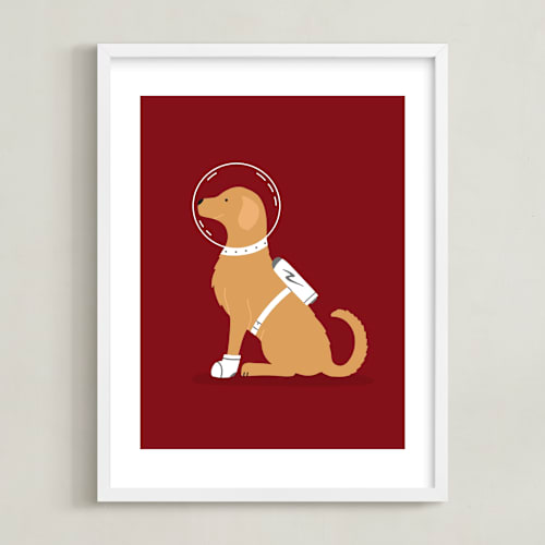 This is a cosmic kids wall art by Ashley Presutti Beasley called astronaut retriever