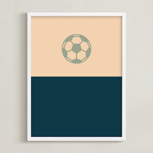 This is a navy kids wall art by pacifica project called 3 season sport | soccer