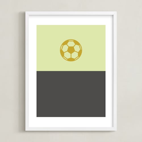 This is a mustard kids wall art by pacifica project called 3 season sport | soccer
