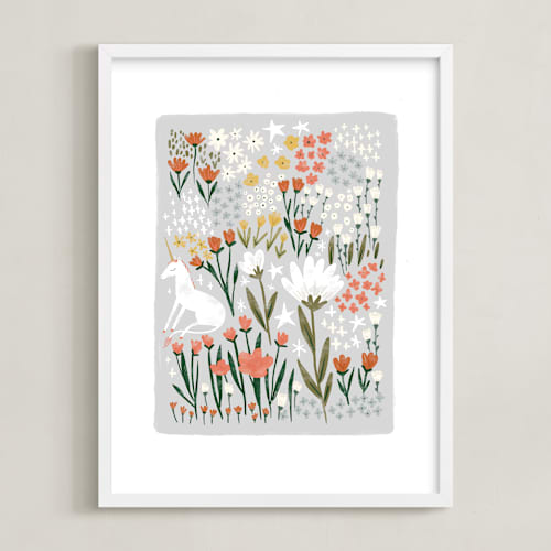 This is a ash kids wall art with standard by Hannah Williams called unicorn garden