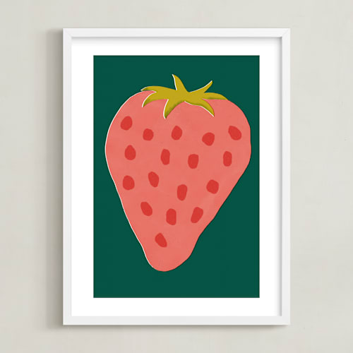 This is a forest green kids wall art by Zhanet Rosenova called berry in summer