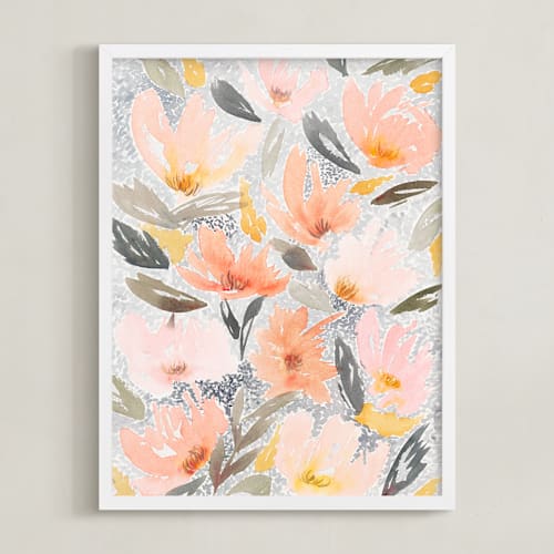 This is a white kids wall art by Whitney Rainsdon called speckled garden