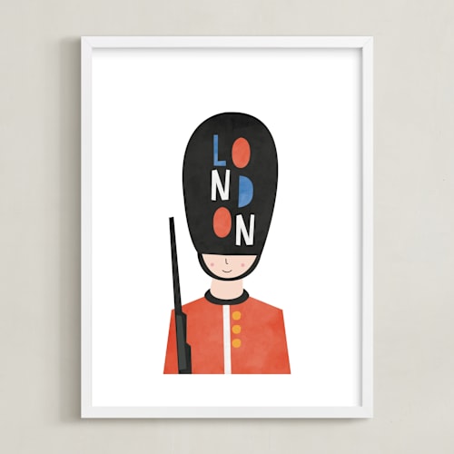 This is a royal red kids wall art by Nazia Hyder called royal guard