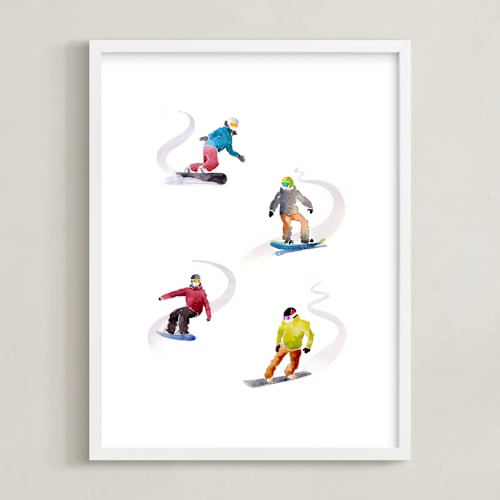 This is a fresh snow kids wall art by Haley Mistler called the boarders