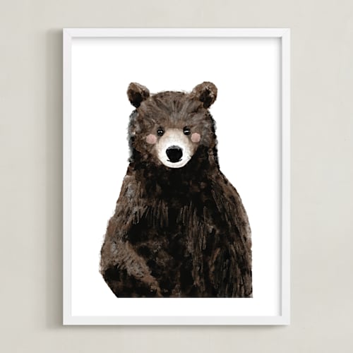 This is a woodland brown kids wall art by Cass Loh called baby animal bear