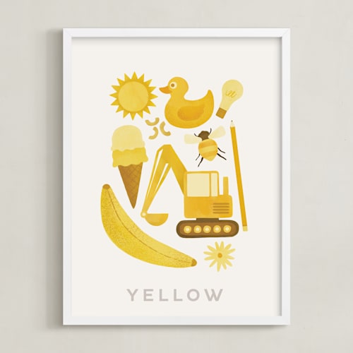 This is a yellow kids wall art by Ana Peake called ten yellow things
